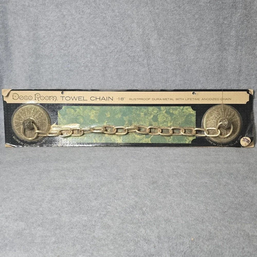 Vintage 1960s Deco Room Towel Chain 507 Antique Gold Hardware NOS 18